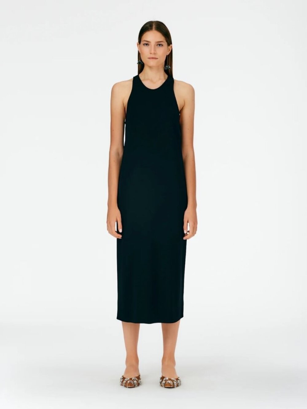Tibi Serpentine Jersey Tank Maxi Dress Black Size 6 – Like New